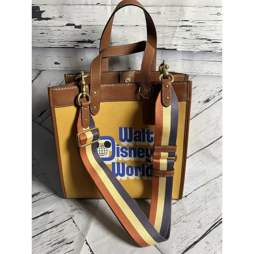 Disney x Coach Field Tote Walt Disney World 50th Leather Bag C8551 Honeycomb